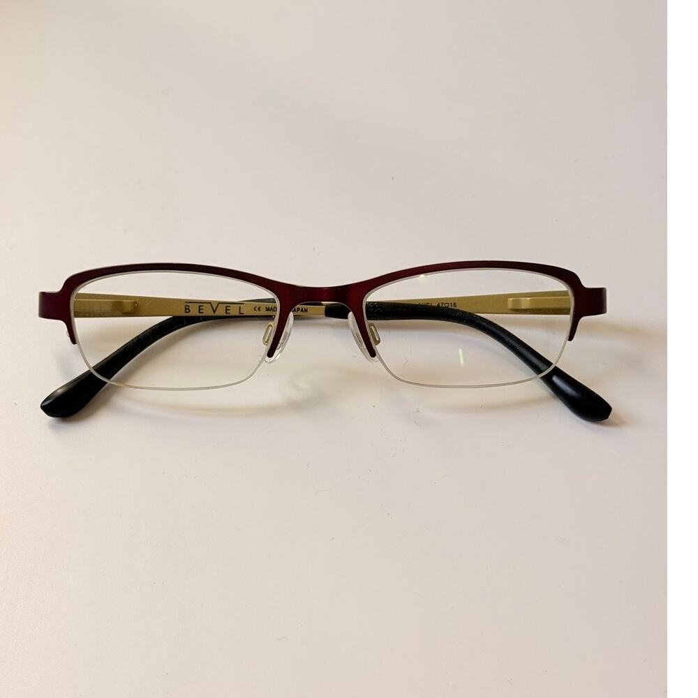 Bevel Eyeglasses 8612 Creeper AUCI Burgundy/Green Horn Rim Japan 47-18 135